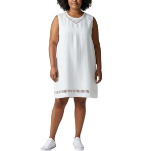 Jaeger linen a-line sleeveless shift dress in white size 16 excellent condition